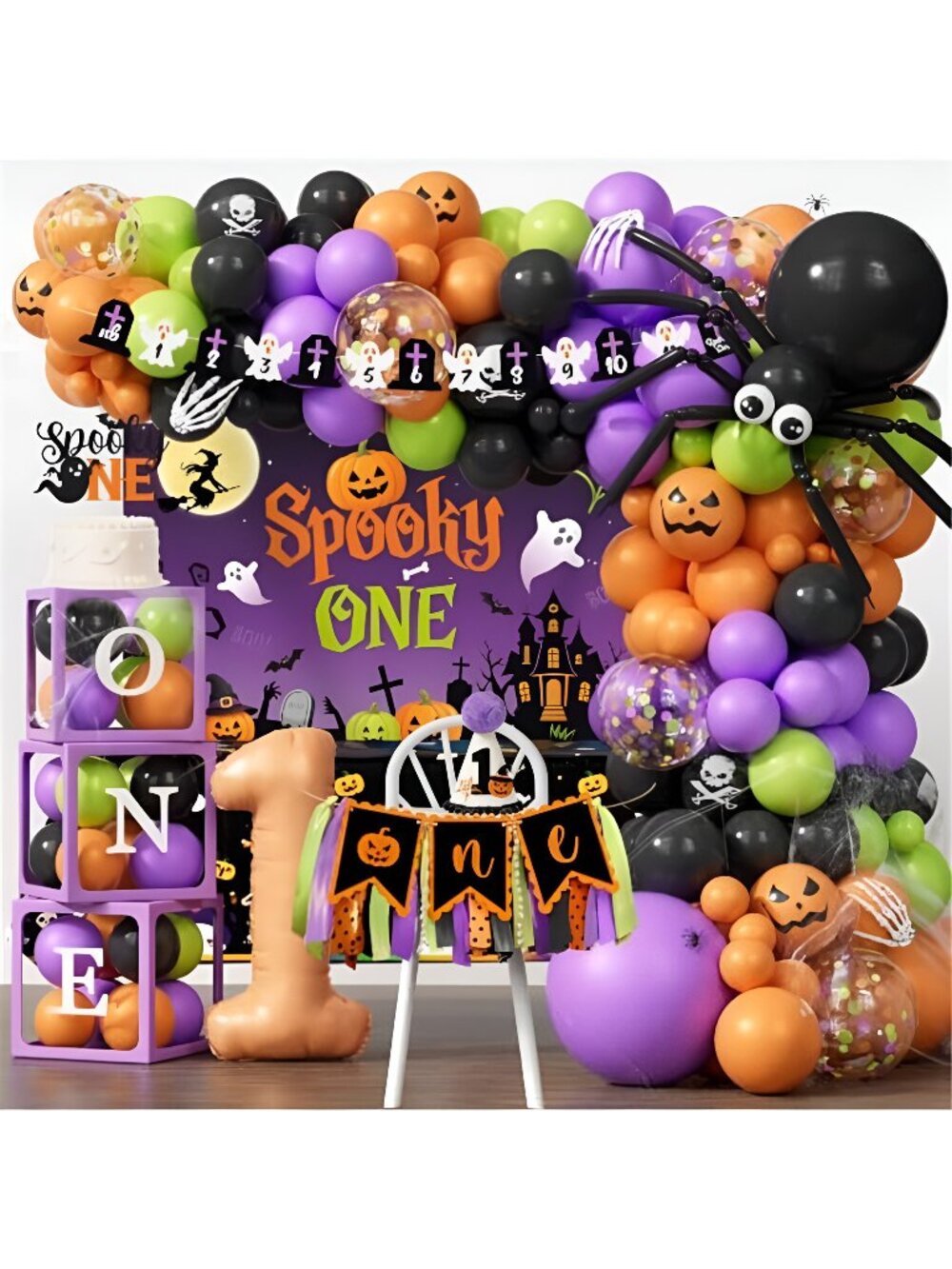 Halloween 1st Birthday Party Decorations,Spooky One Birthday Supplies Decor
